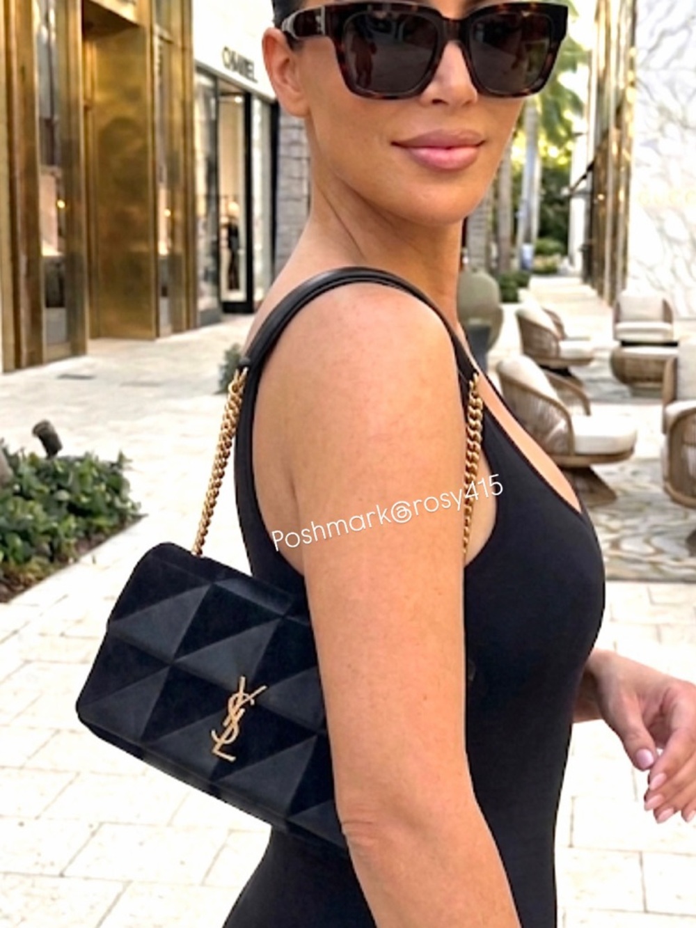 RARE🌹Saint Laurent Jamie bag suede leather YSL purse rive gauche patchwork bag - Picture 16 of 16